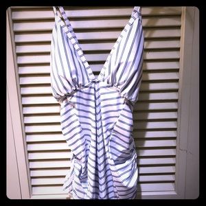 Splendid white and light blue maternity swimsuit